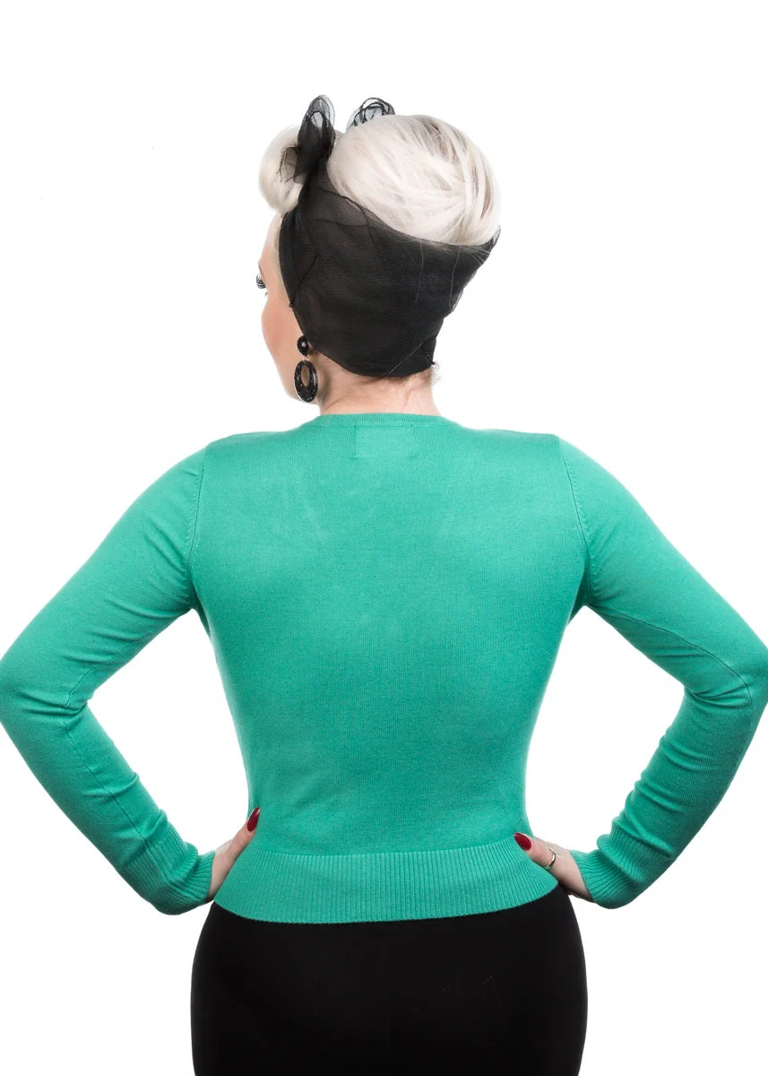 Green V-Neck Cardigan - Image 2