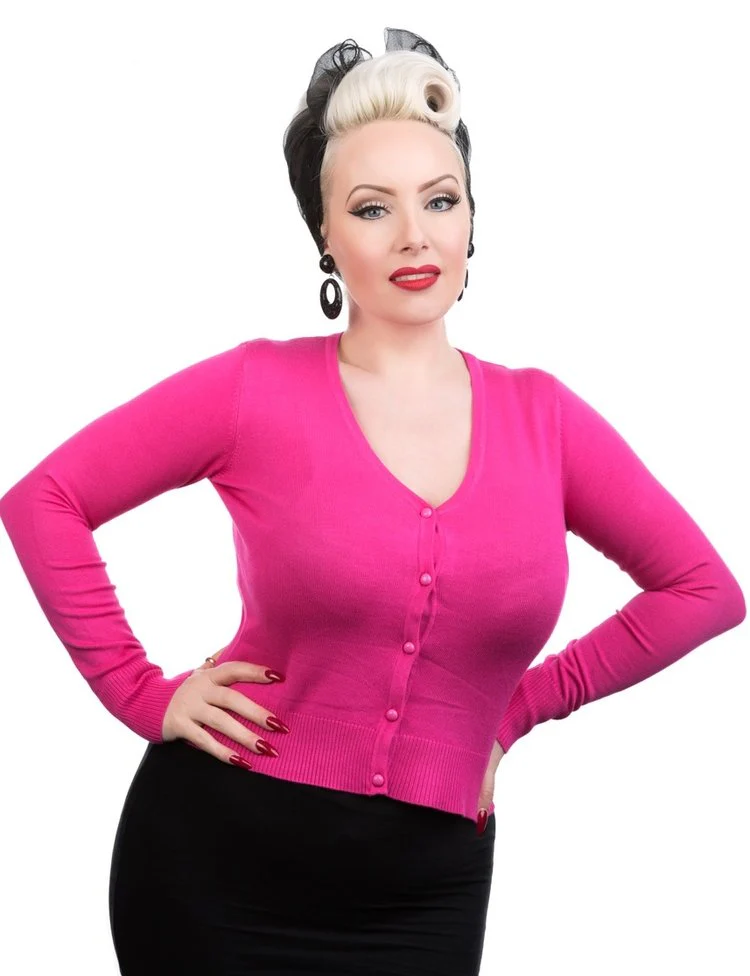 Hot Pink V-Neck Cardigan