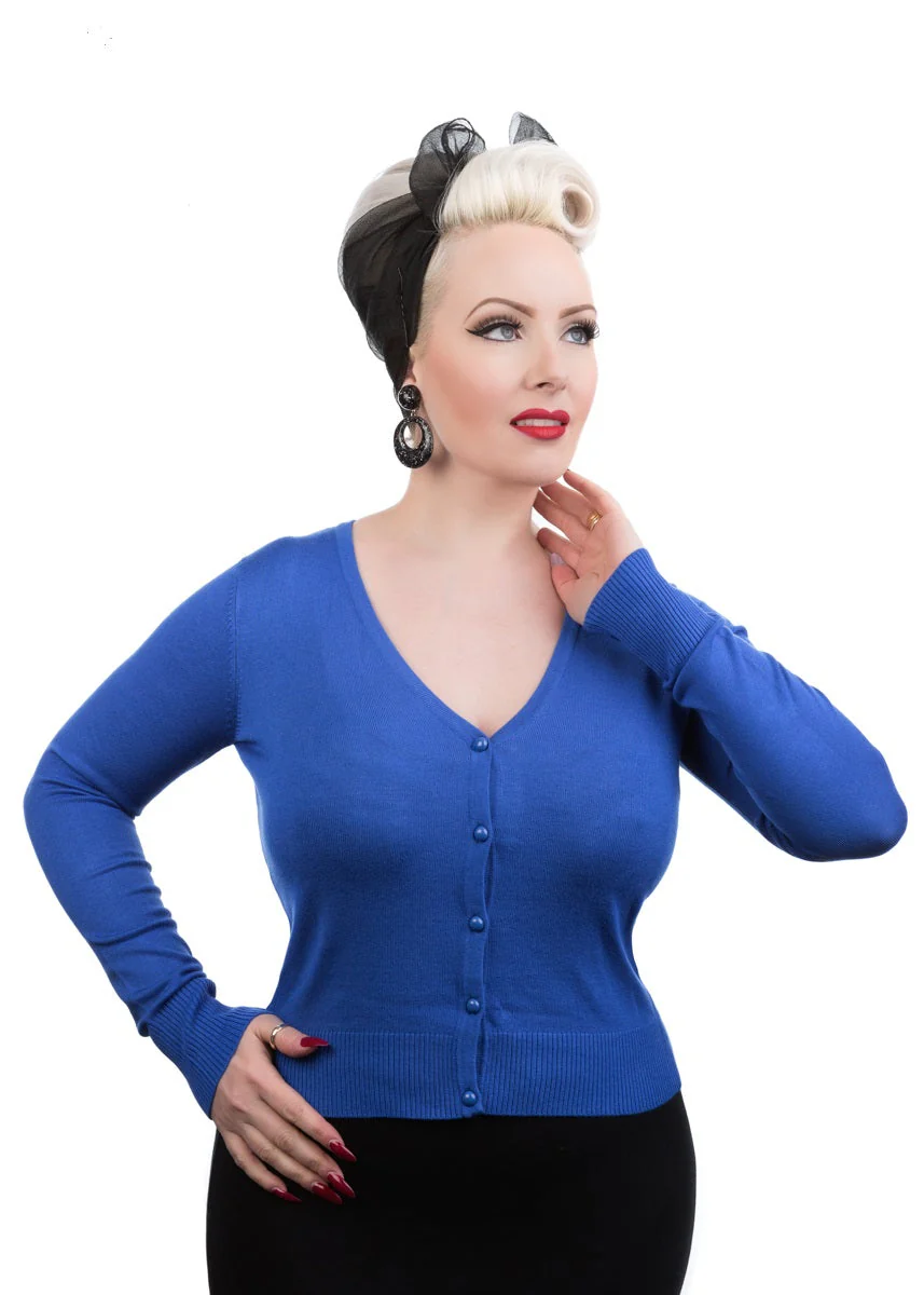 Navy Blue V-Neck Cardigan