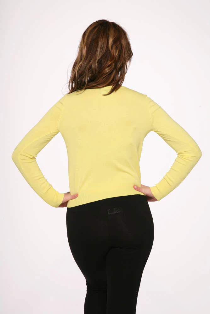 Yellow V Neck Cardigan - Image 3