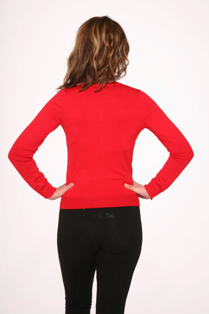 Red Crewneck Cardigan - Image 3