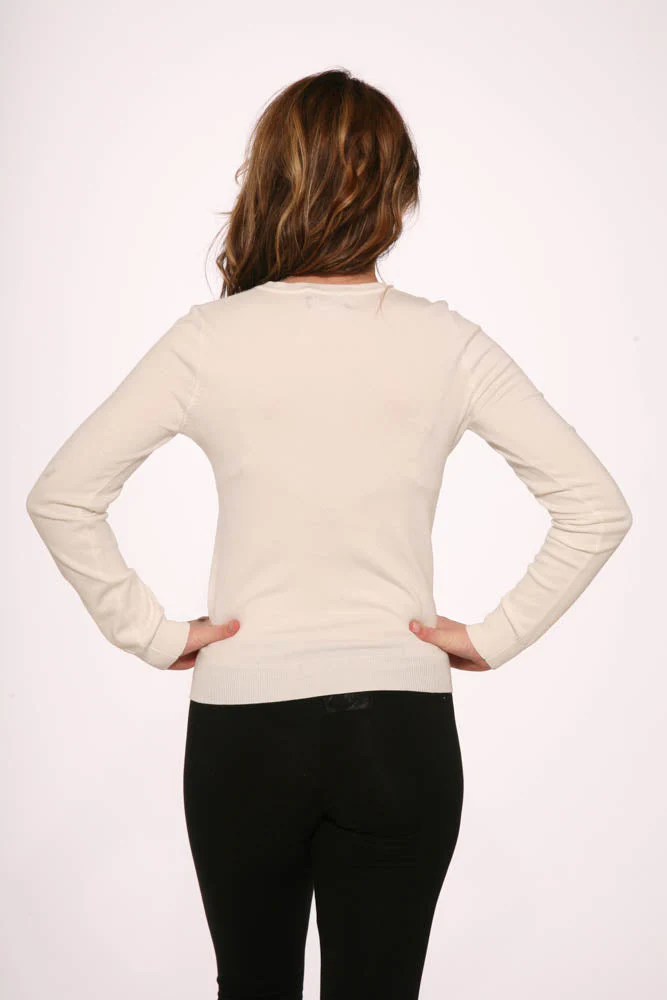 White Crewneck Cardigan - Image 3