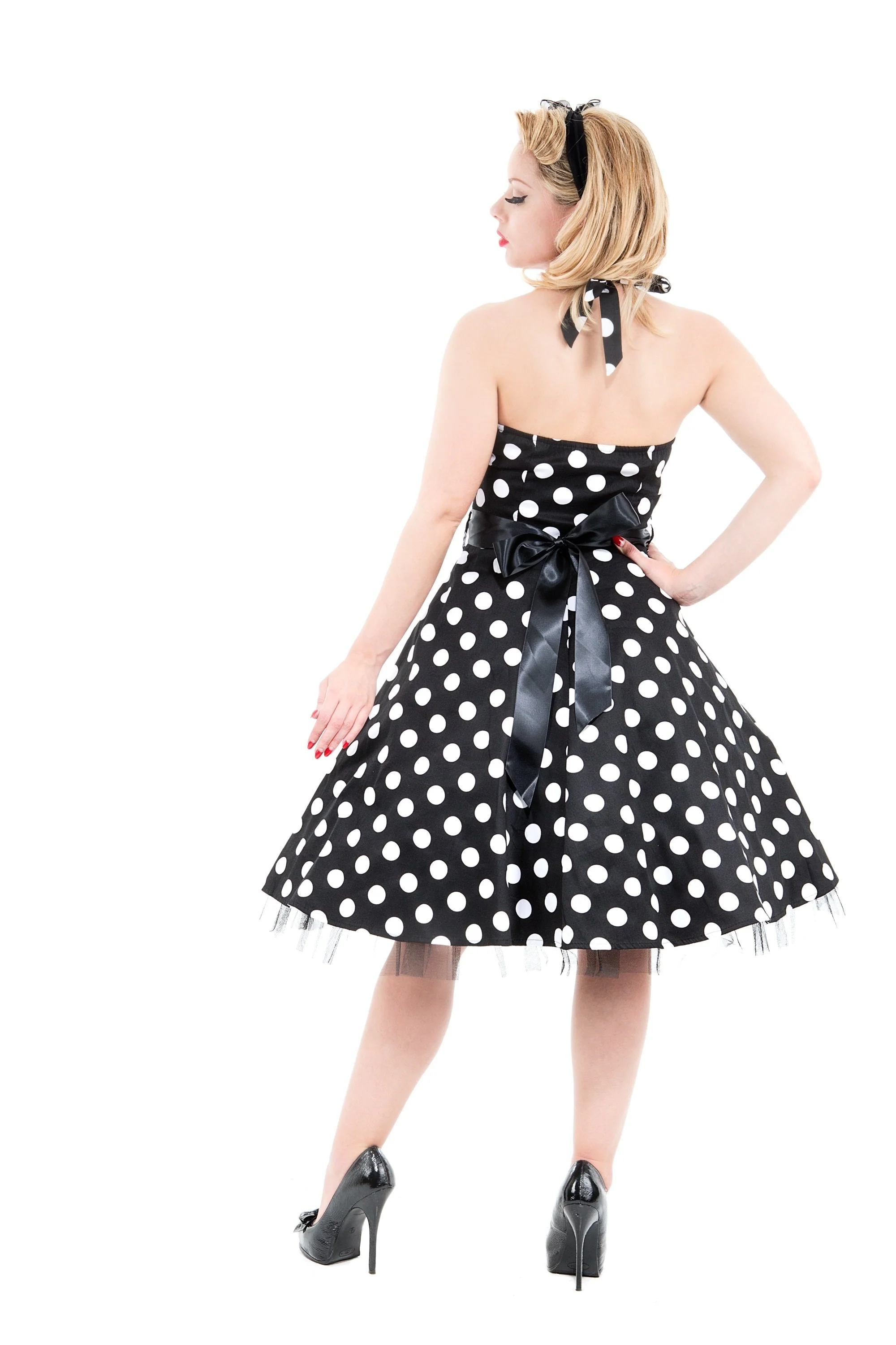 Black & White Minnie Halter Dress - Image 2
