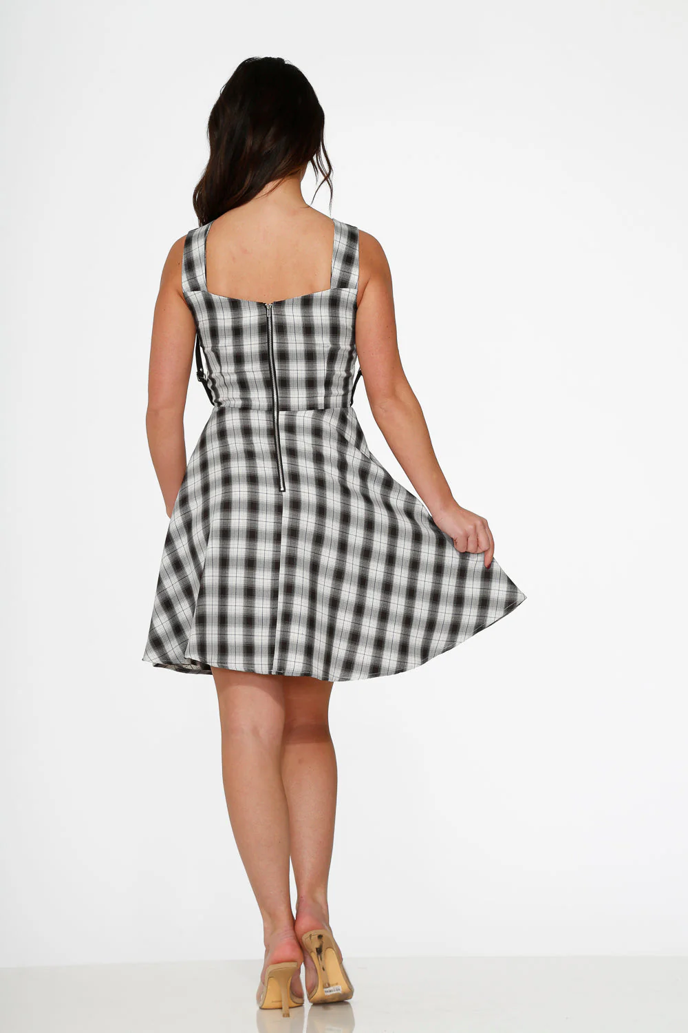 Black & White Plaid Swing Dress - Image 6