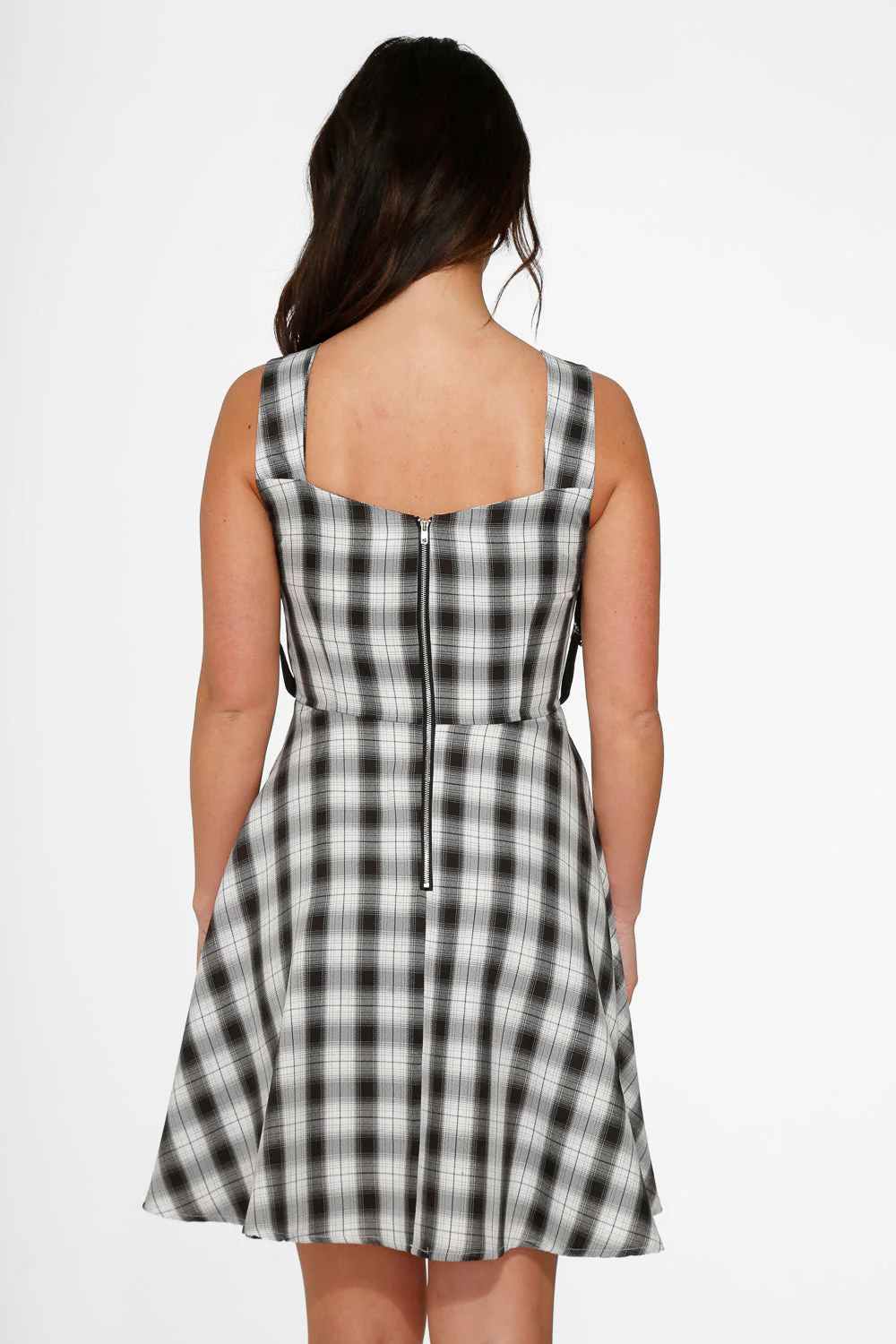 Black & White Plaid Swing Dress - Image 9
