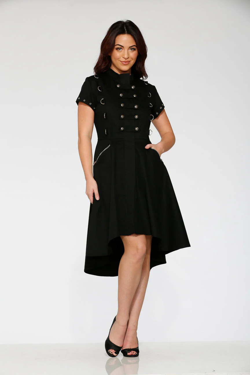 Black Battalion Hi-Lo Swing Dress - Image 3