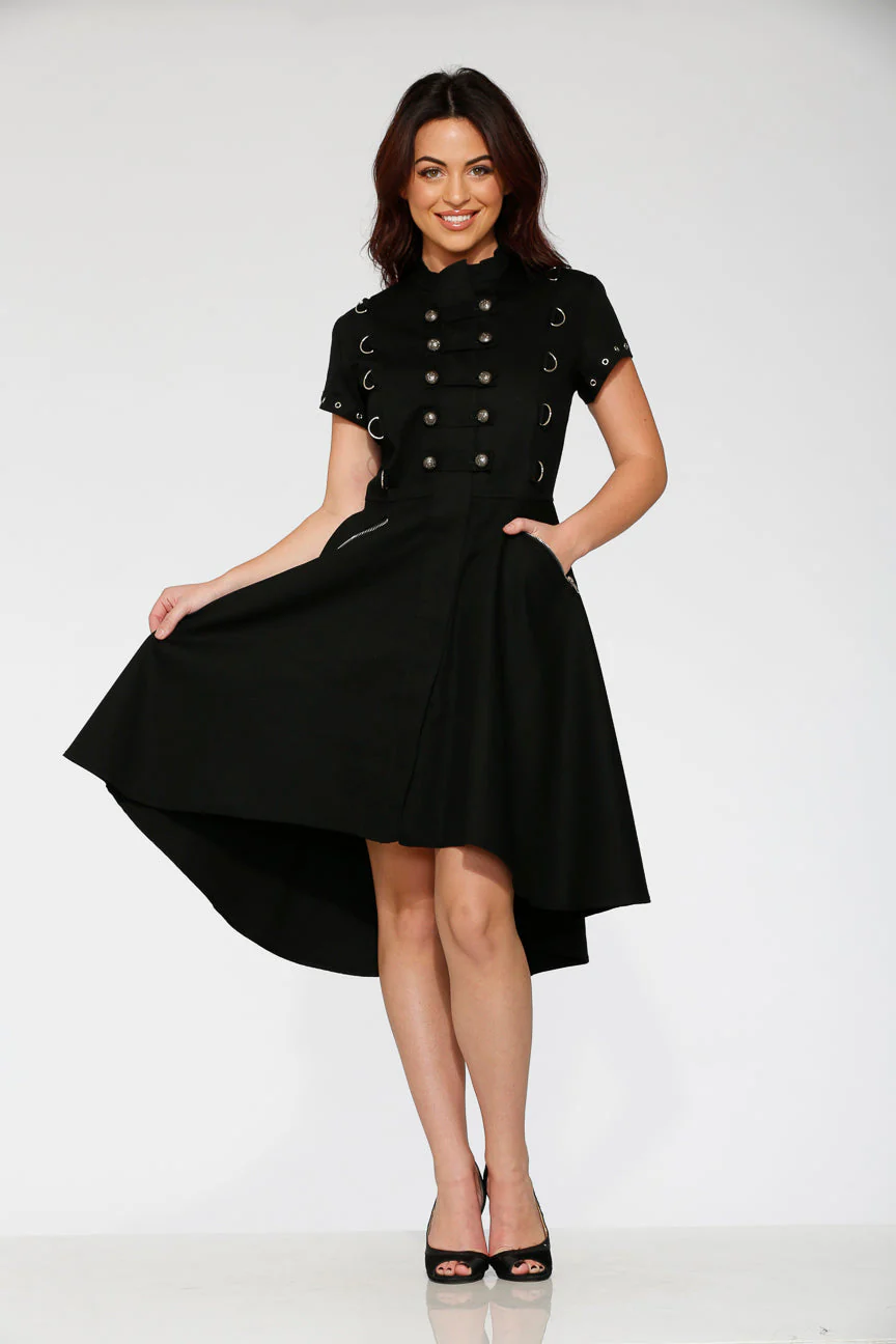 Black Battalion Hi-Lo Swing Dress - Image 4
