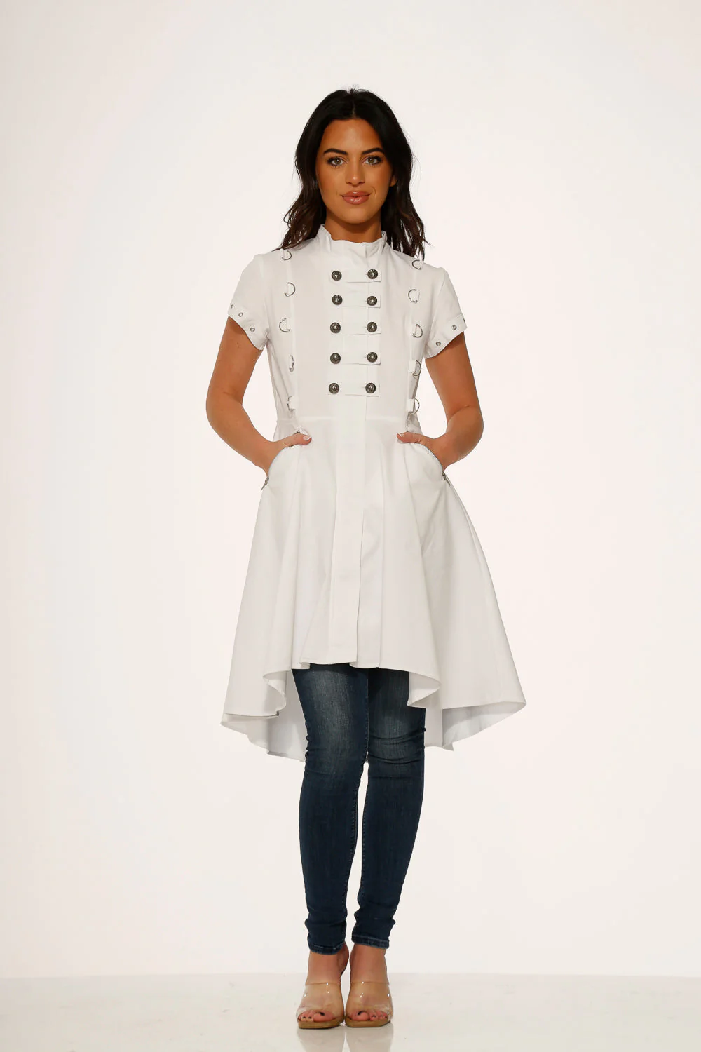 White Battalion Hi-Lo Dress