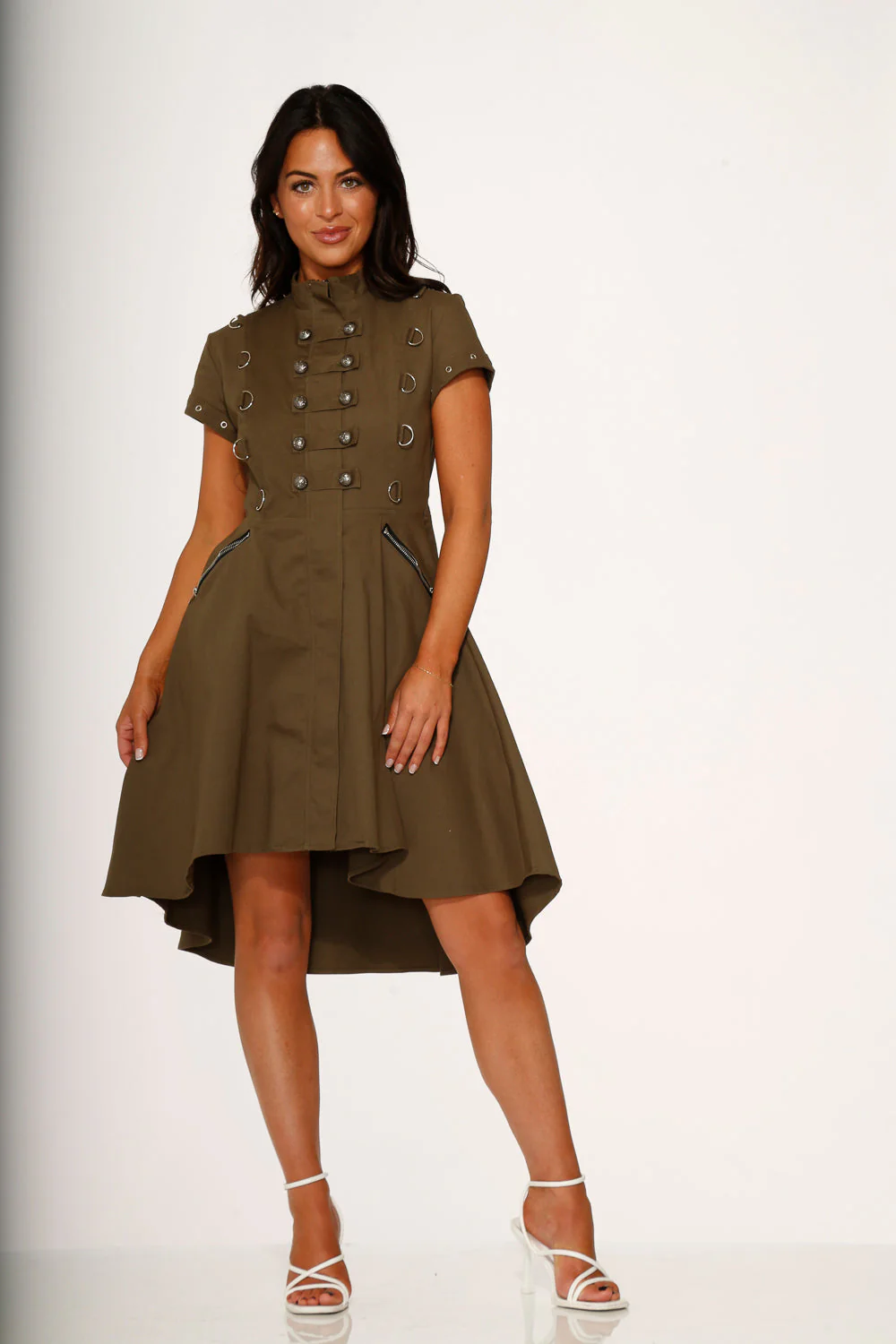 Battalion Olive Hi-Lo Swing Dress - Image 4