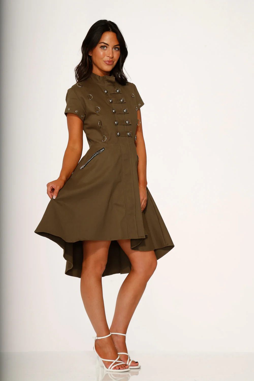 Battalion Olive Hi-Lo Swing Dress - Image 5