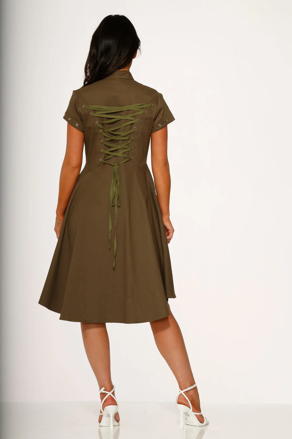 Battalion Olive Hi-Lo Swing Dress - Image 7