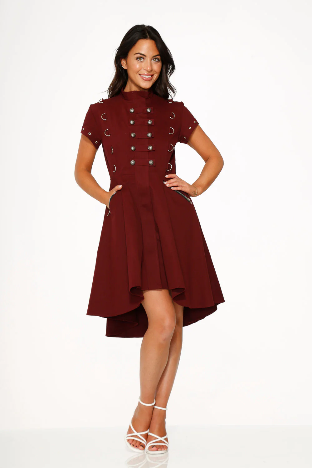 Battalion Burgundy Hi-Lo Swing Dress - Image 2