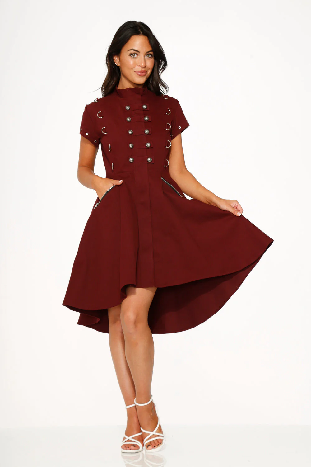 Battalion Burgundy Hi-Lo Swing Dress - Image 3