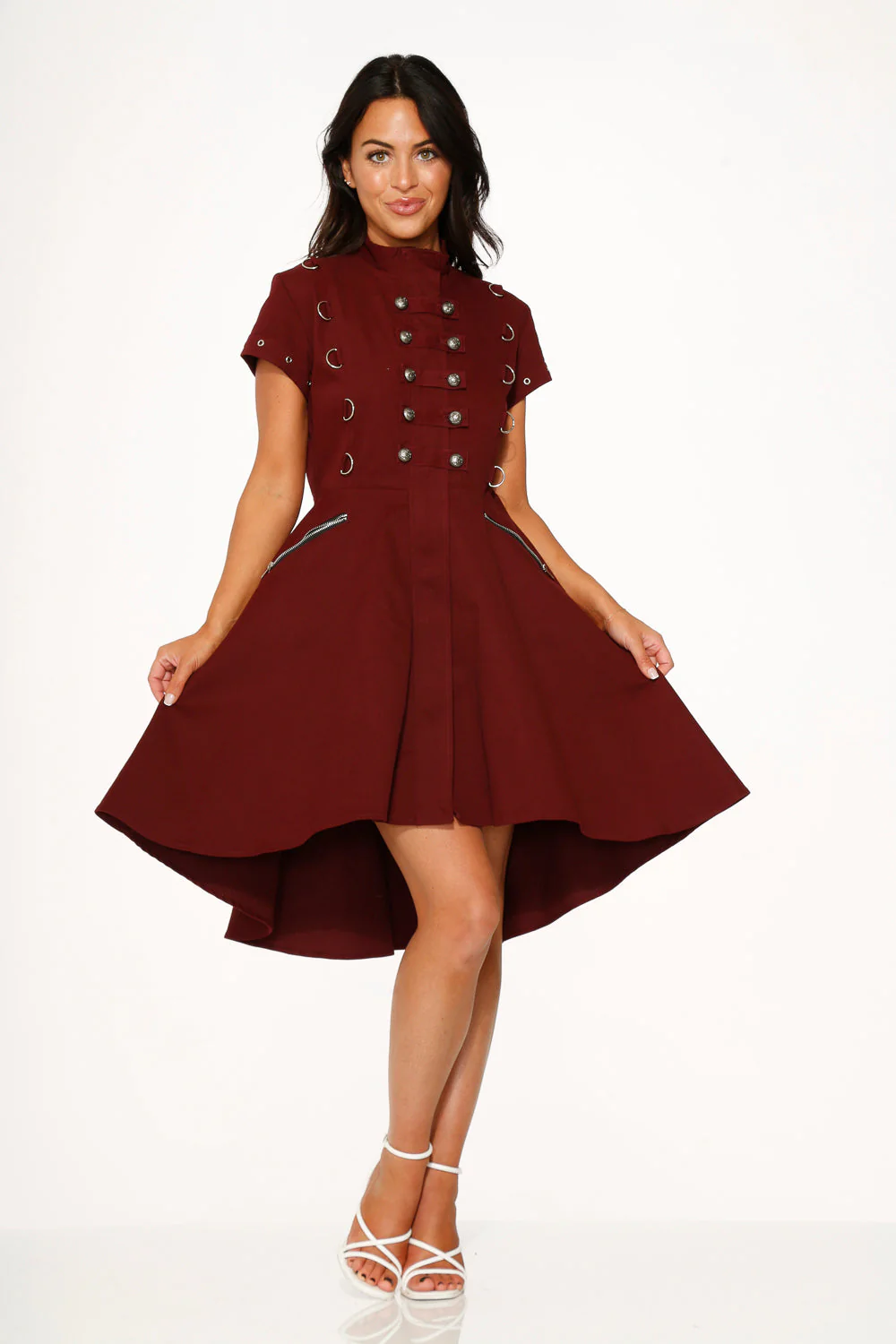 Battalion Burgundy Hi-Lo Swing Dress - Image 4