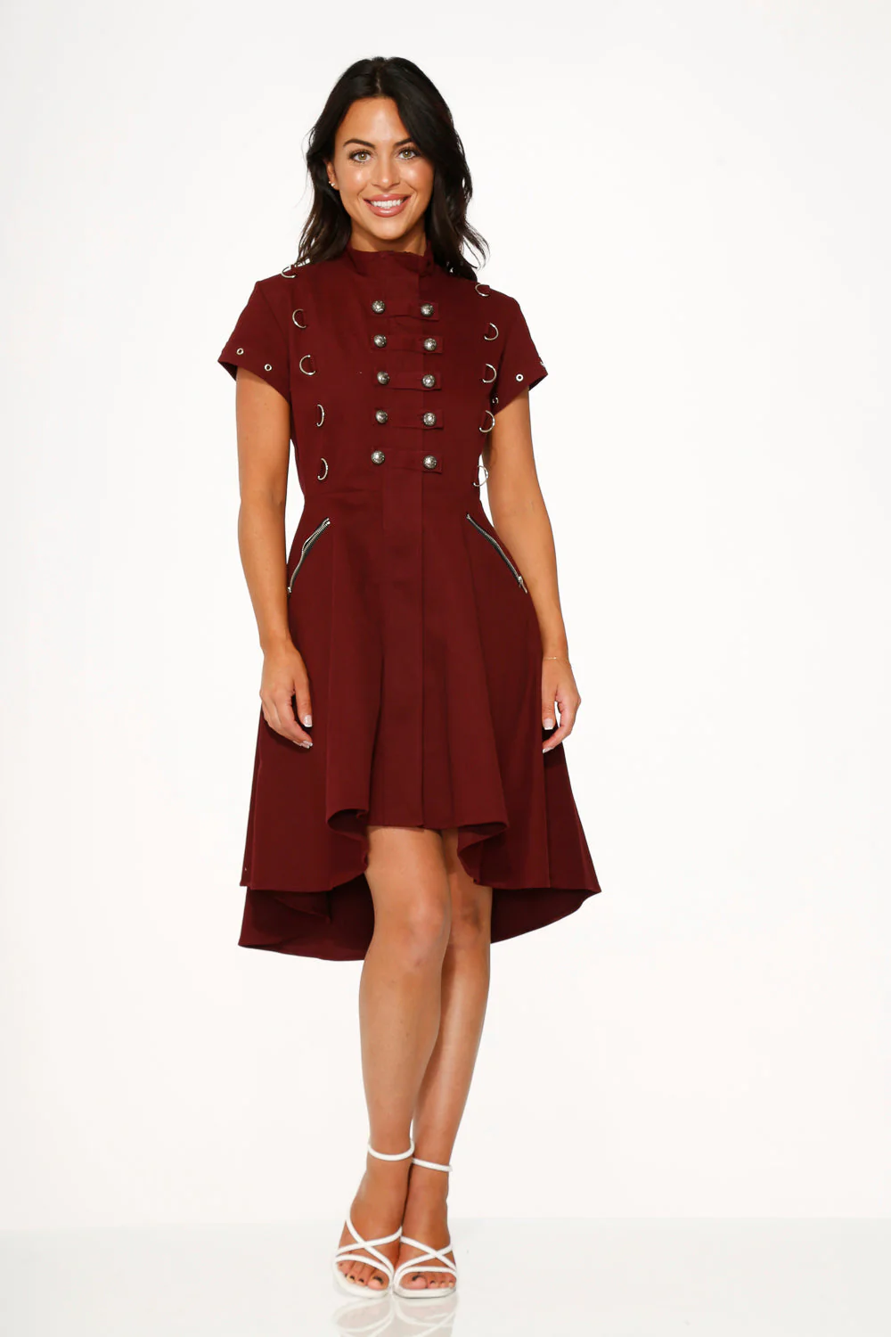 Battalion Burgundy Hi-Lo Swing Dress - Image 5