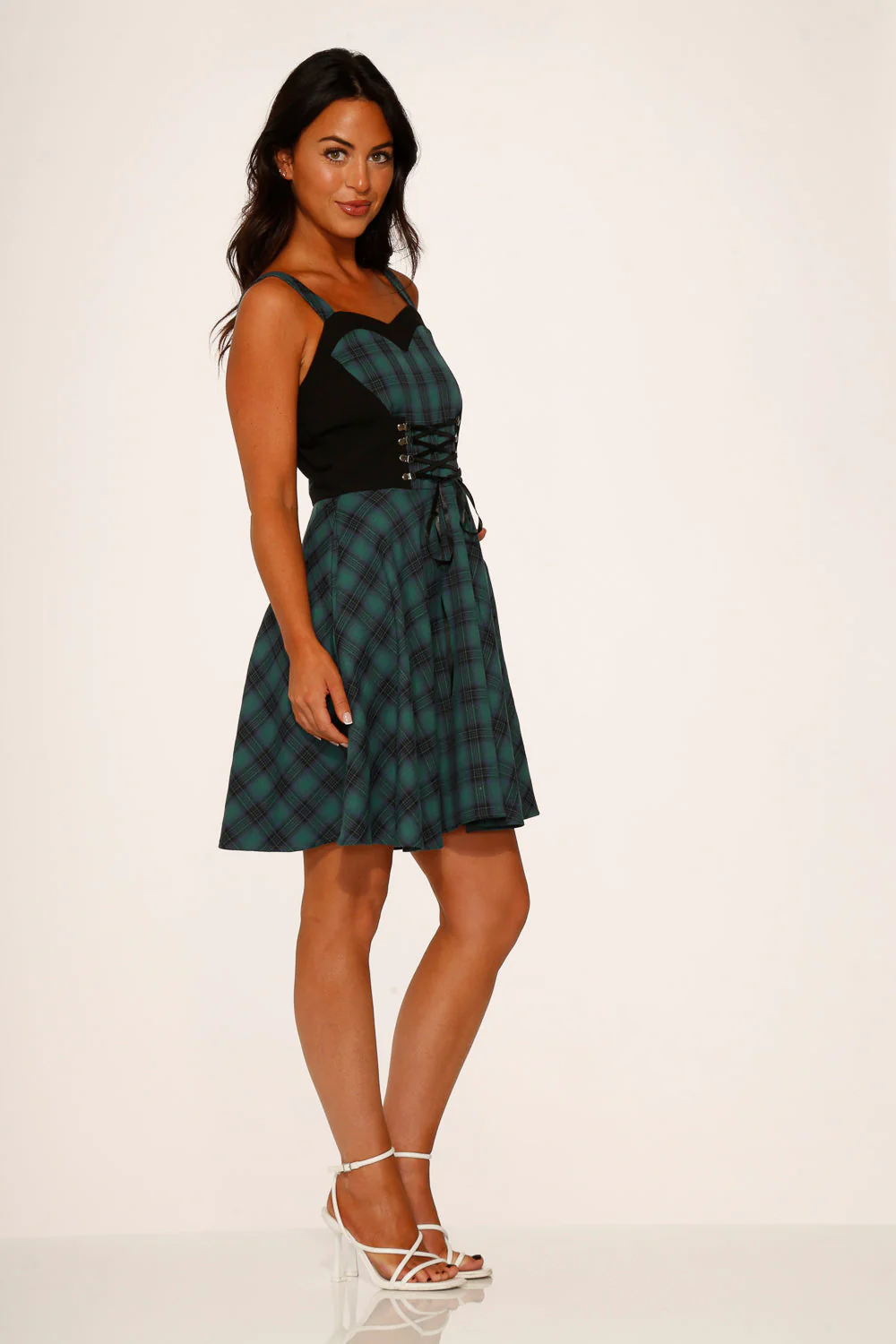Green Plaid Swing Dress - Image 16
