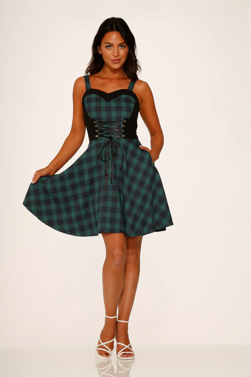 Green Plaid Swing Dress - Image 20