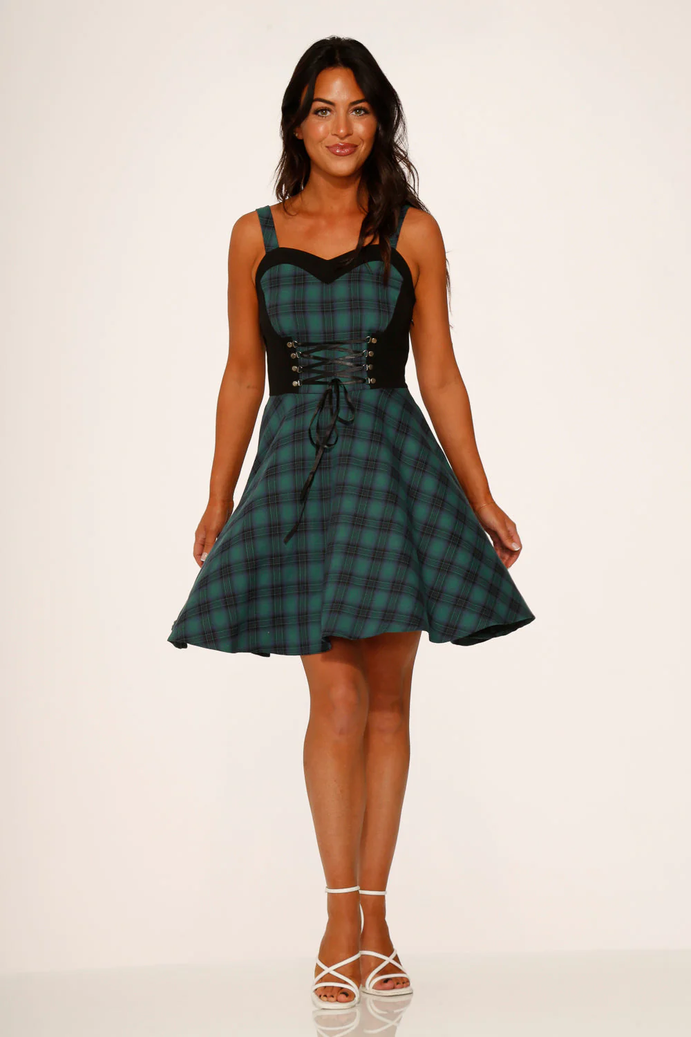 Green Plaid Swing Dress - Image 23