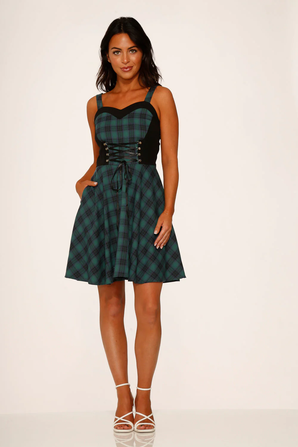 Green Plaid Swing Dress - Image 24