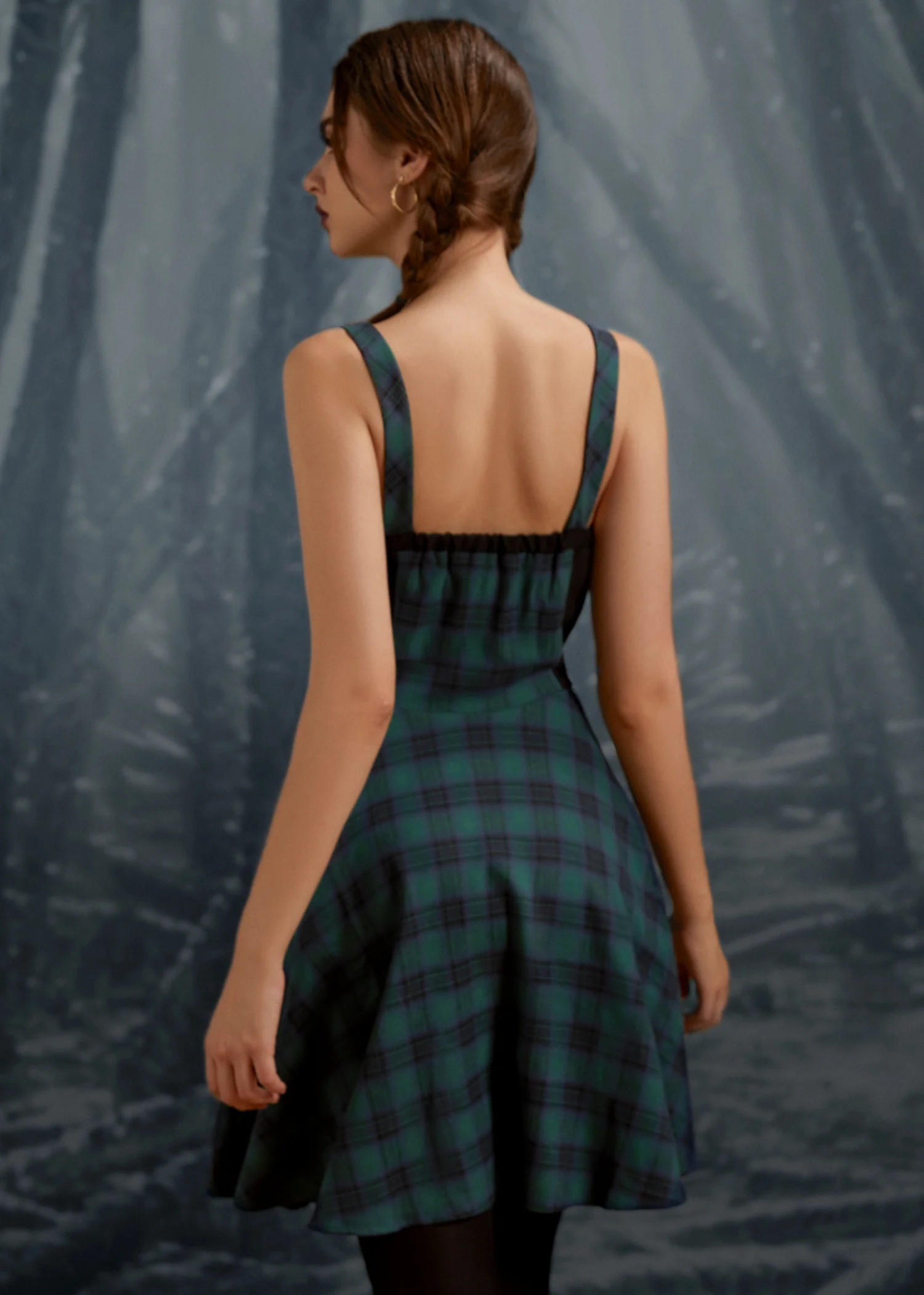 Green Plaid Swing Dress - Image 3