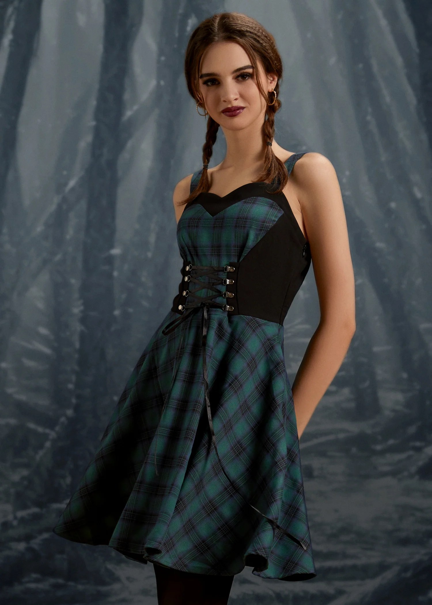 Green Plaid Swing Dress - Image 6