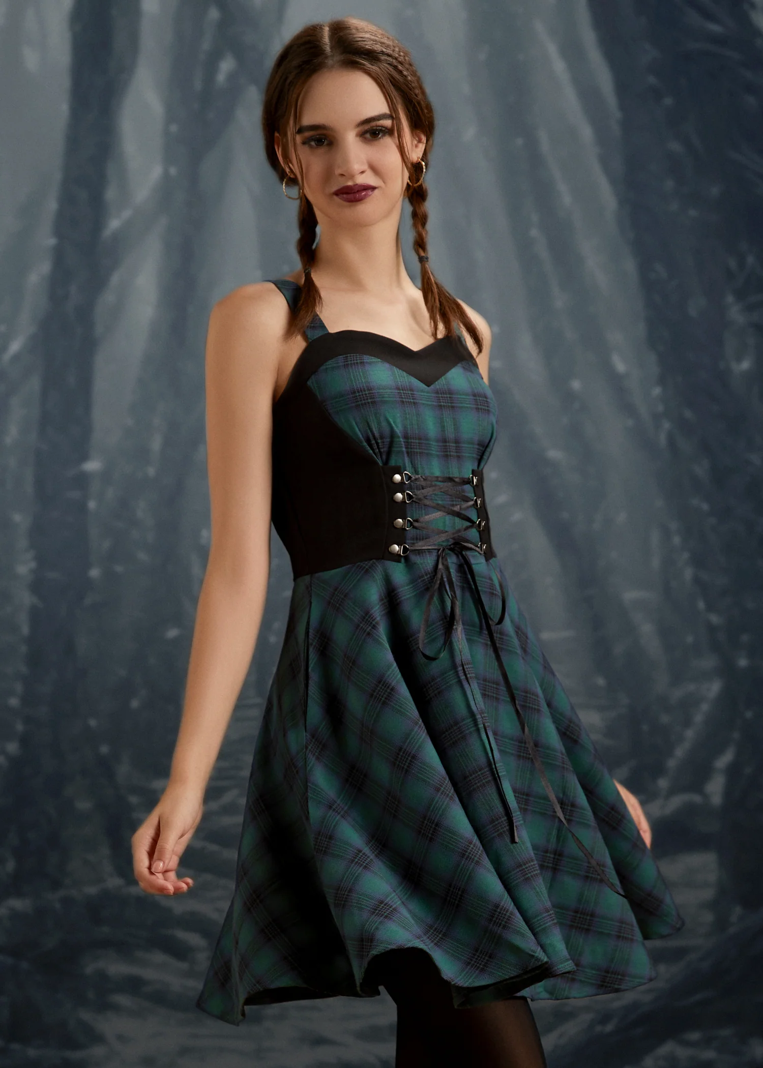 Green Plaid Swing Dress - Image 7