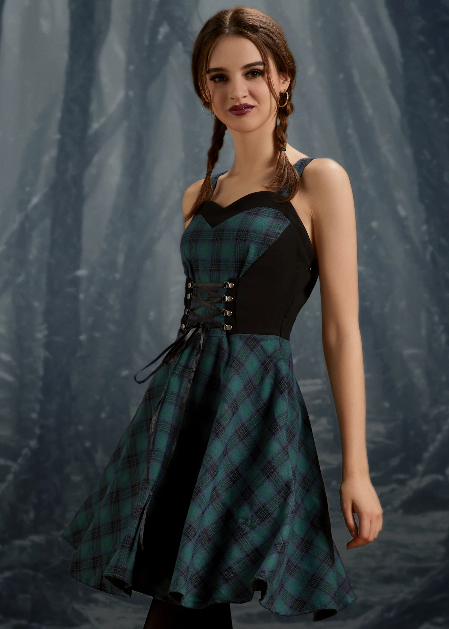 Green Plaid Swing Dress - Image 8