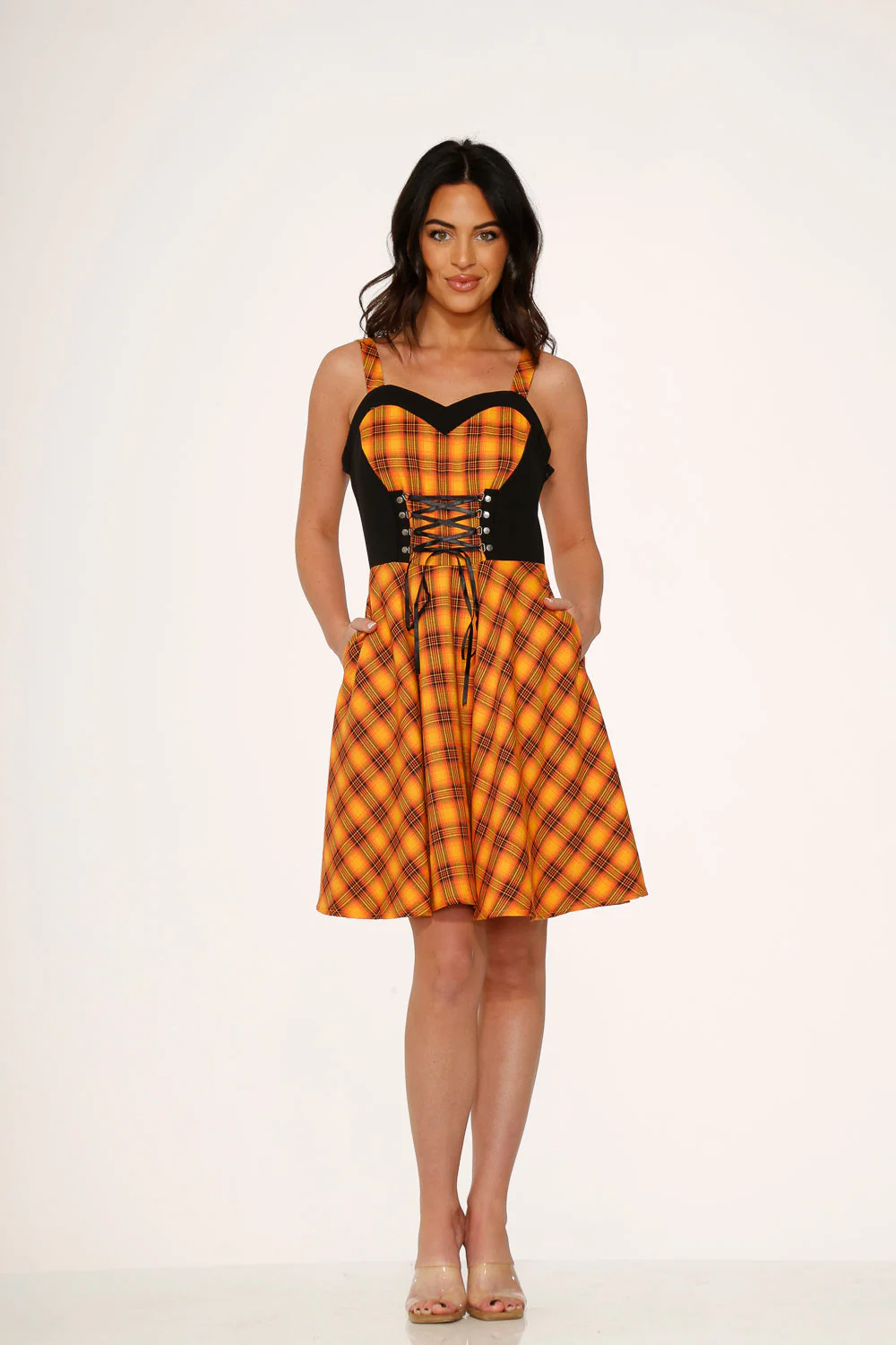Orange Plaid Swing Dress - Image 5