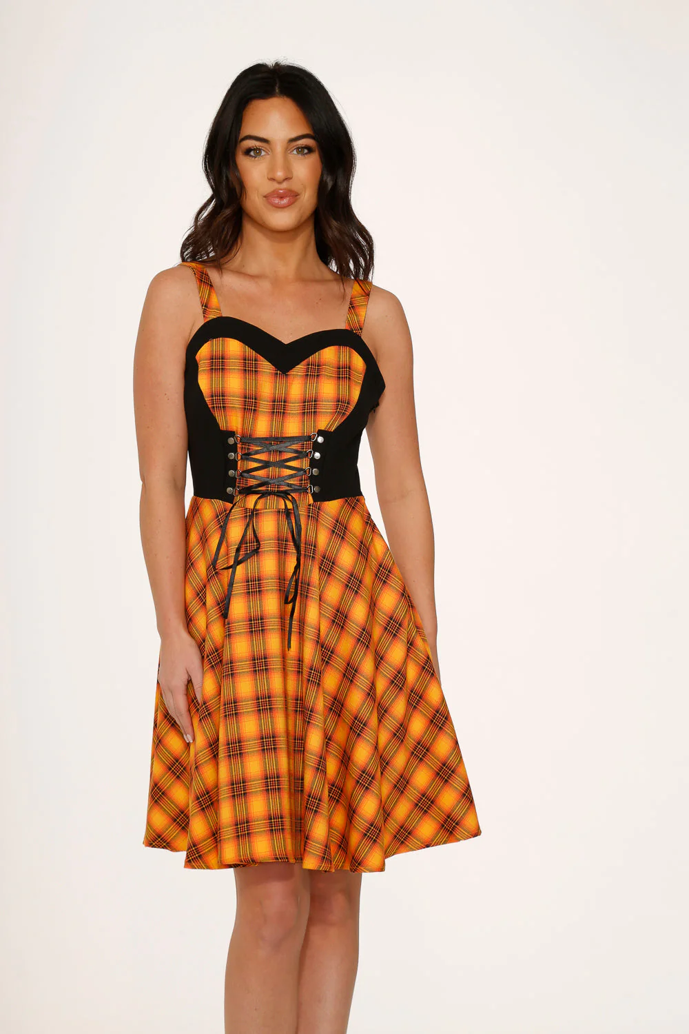 Orange Plaid Swing Dress - Image 6