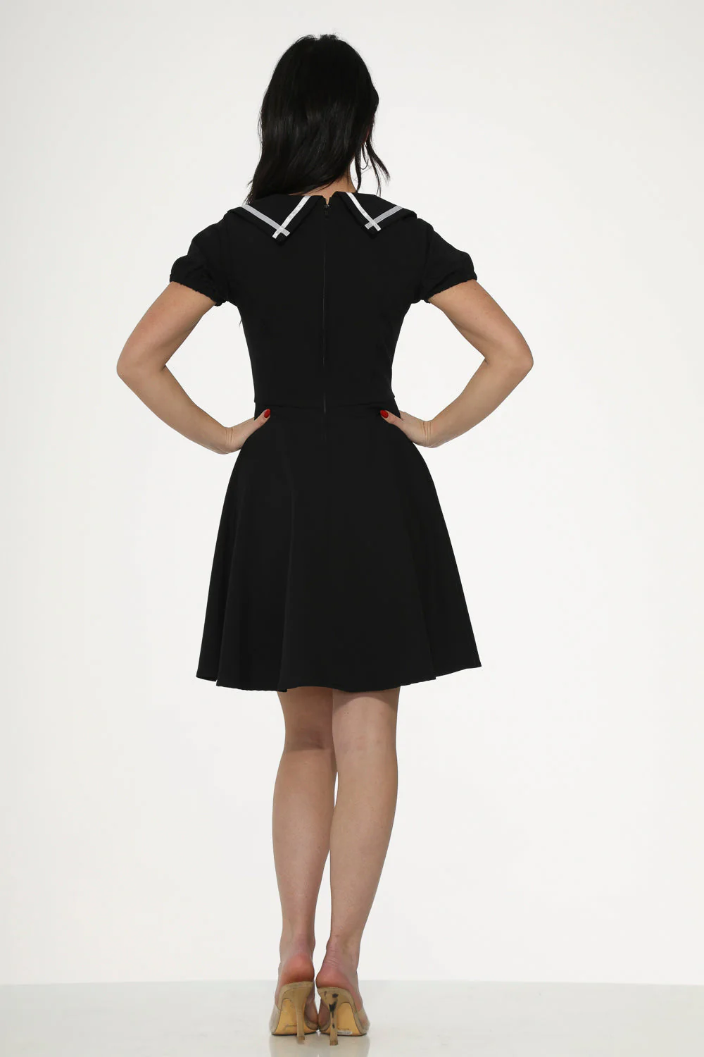 Black & White Trim Gothic Swing Dress - Image 7