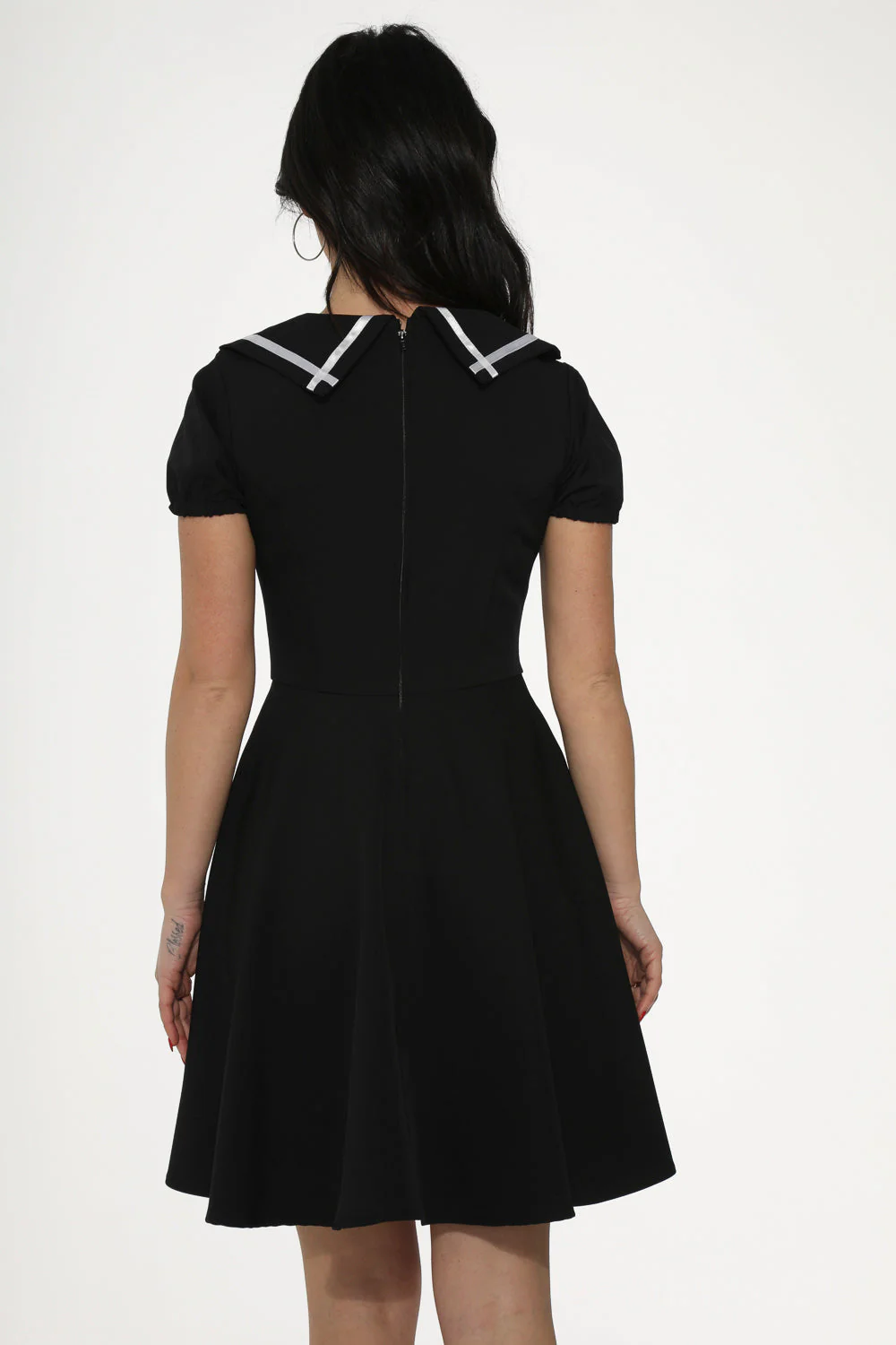 Black & White Trim Gothic Swing Dress - Image 8