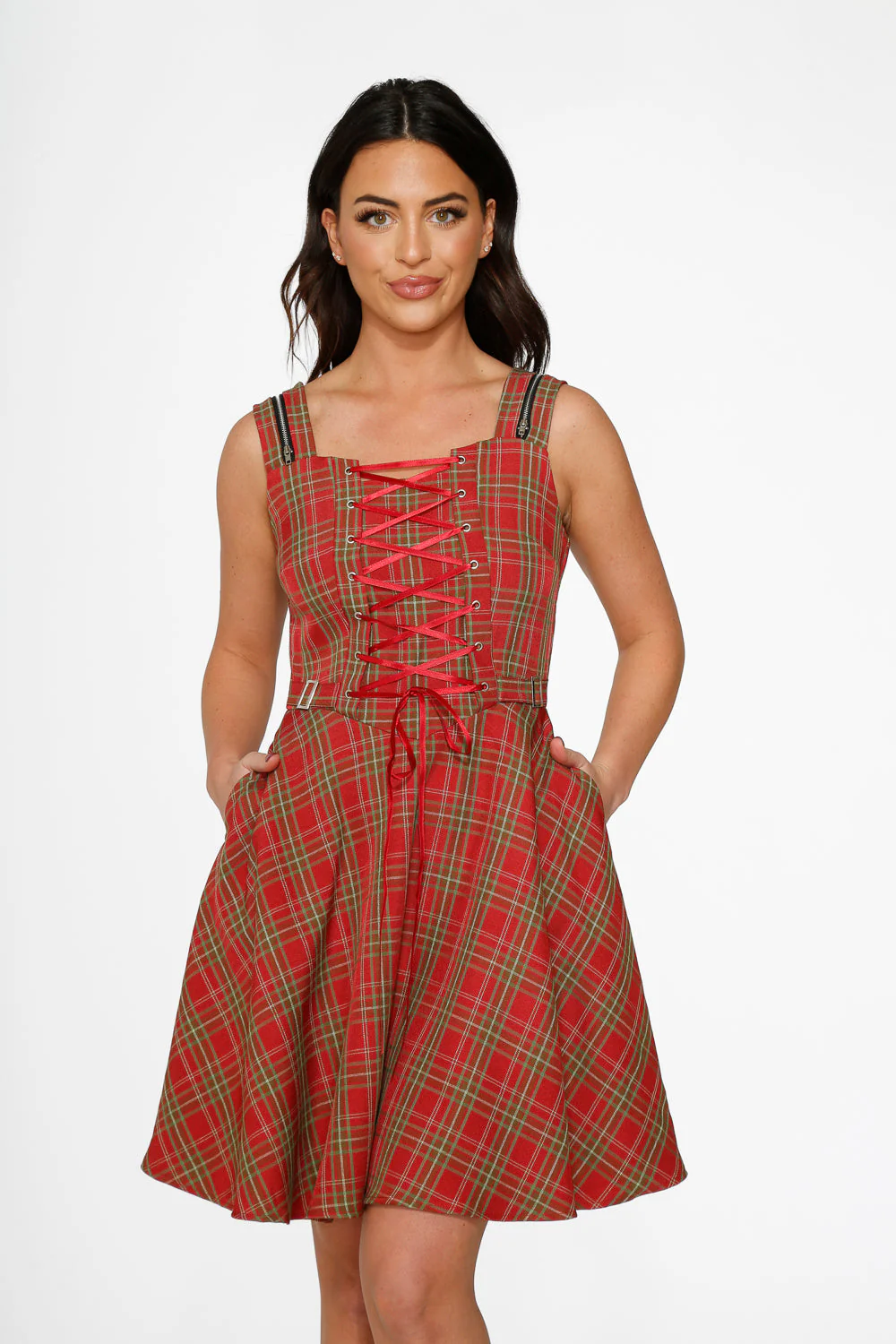 Red Plaid Swing Dress - Image 3