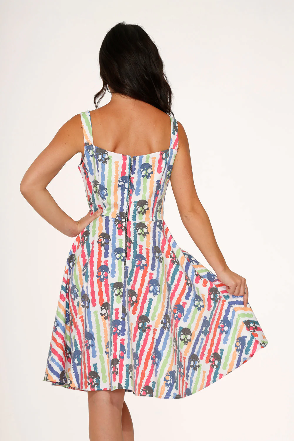 White Skulls Rainbow Swing Dress - Image 10
