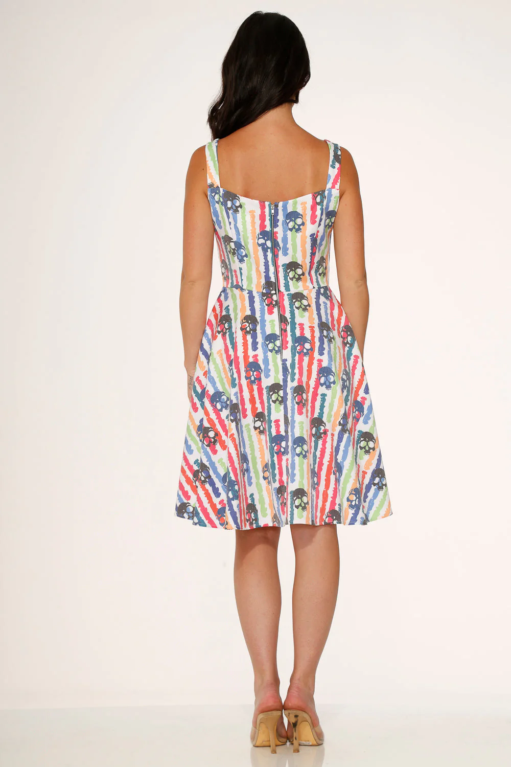 White Skulls Rainbow Swing Dress - Image 4