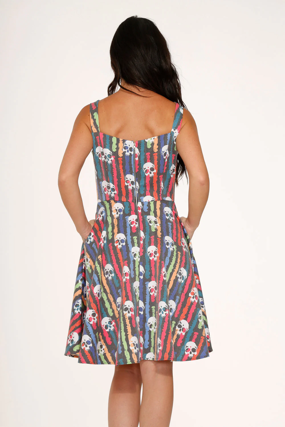 Black Skulls Rainbow Swing Dress - Image 10