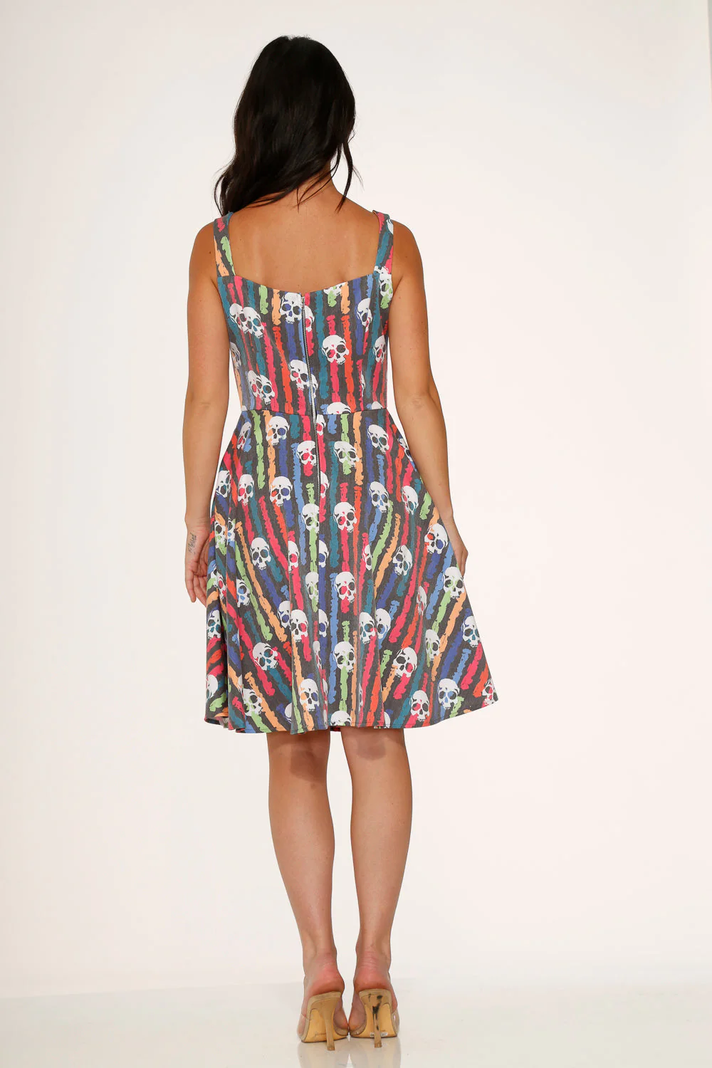 Black Skulls Rainbow Swing Dress - Image 7
