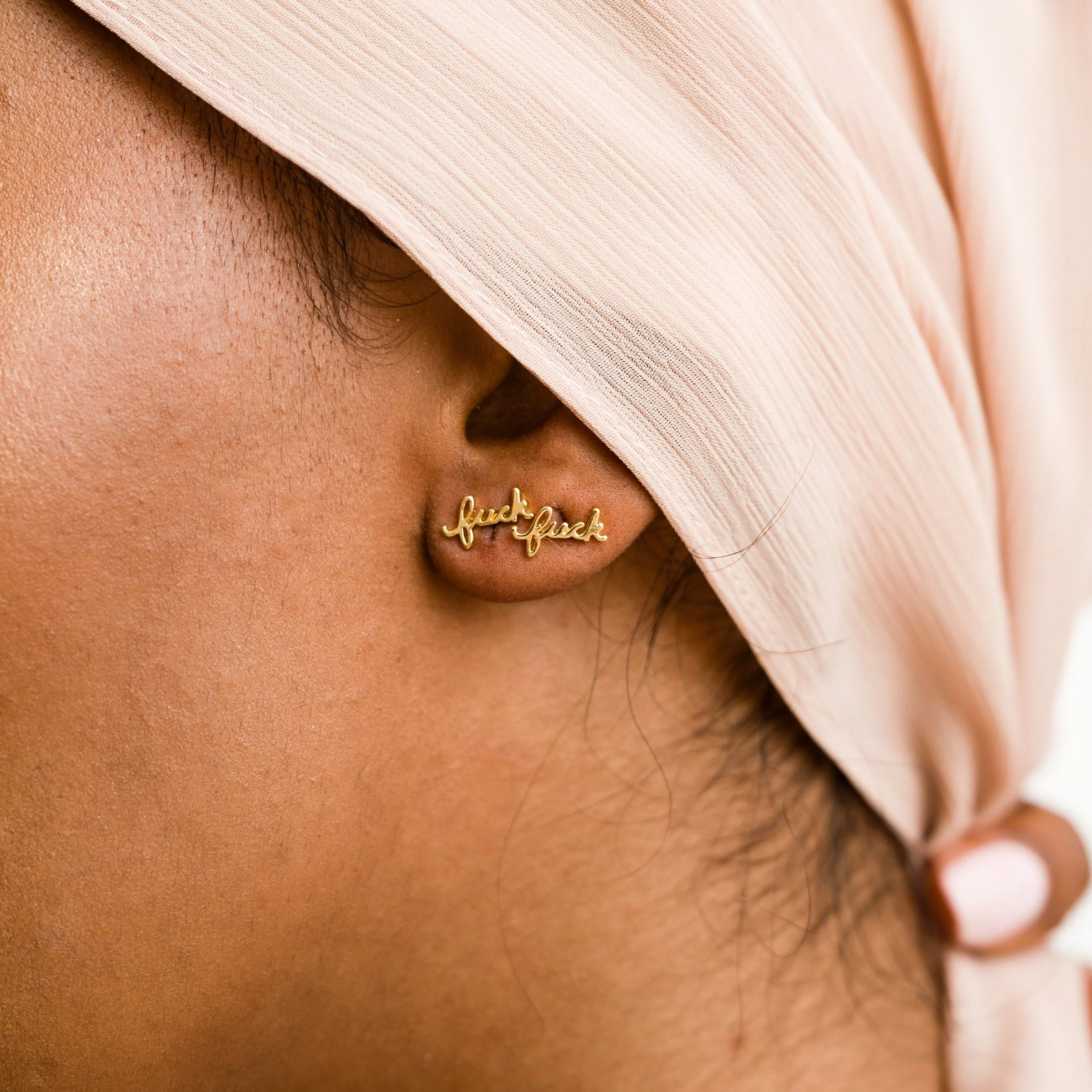 14k Fuck Script Flat Back Studs - Image 6