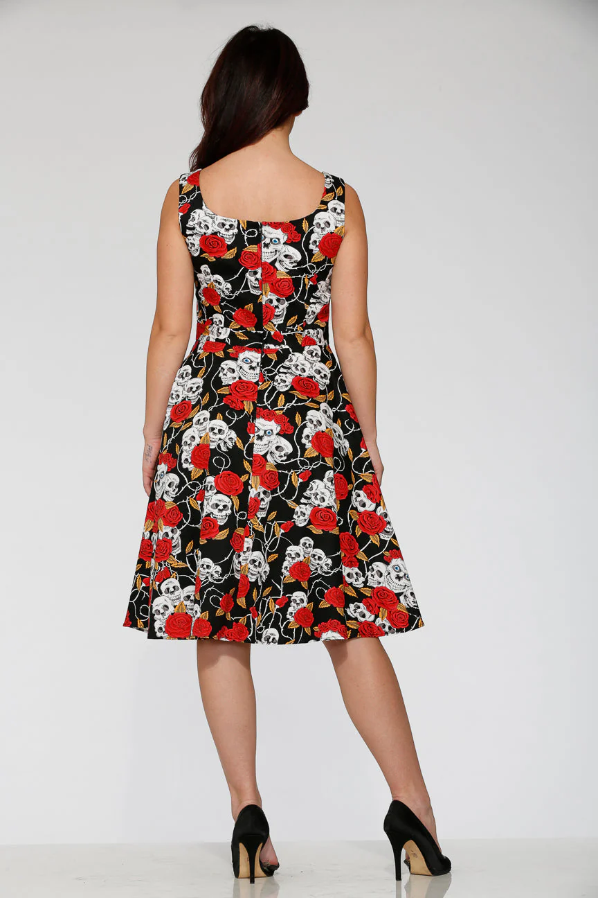 Black & Red Rose Skulls Swing Dress - Image 6