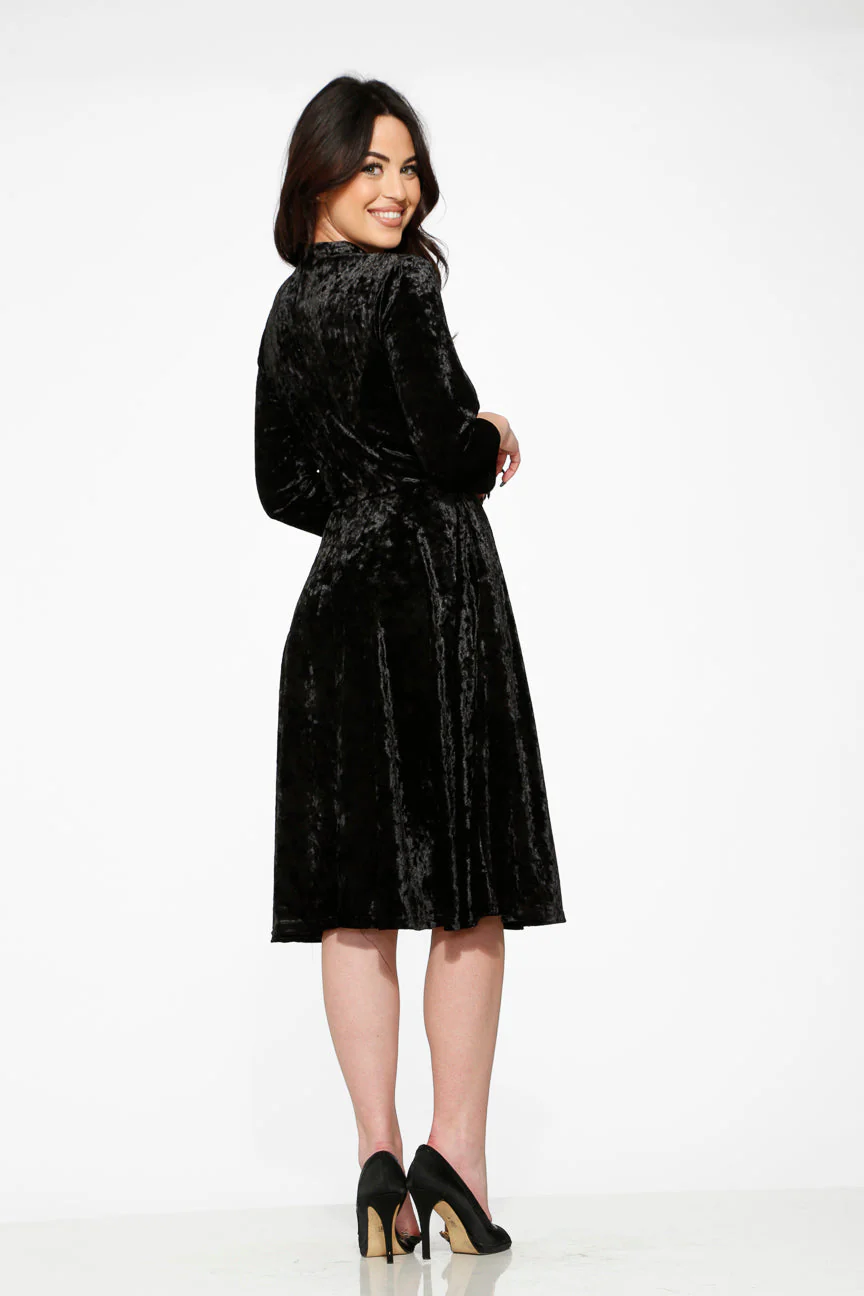 Black Diamond Velvet Swing Dress - Image 12