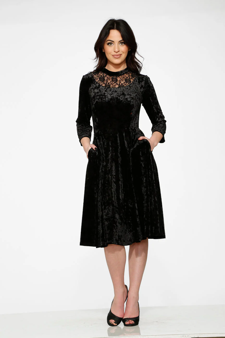Black Diamond Velvet Swing Dress - Image 7