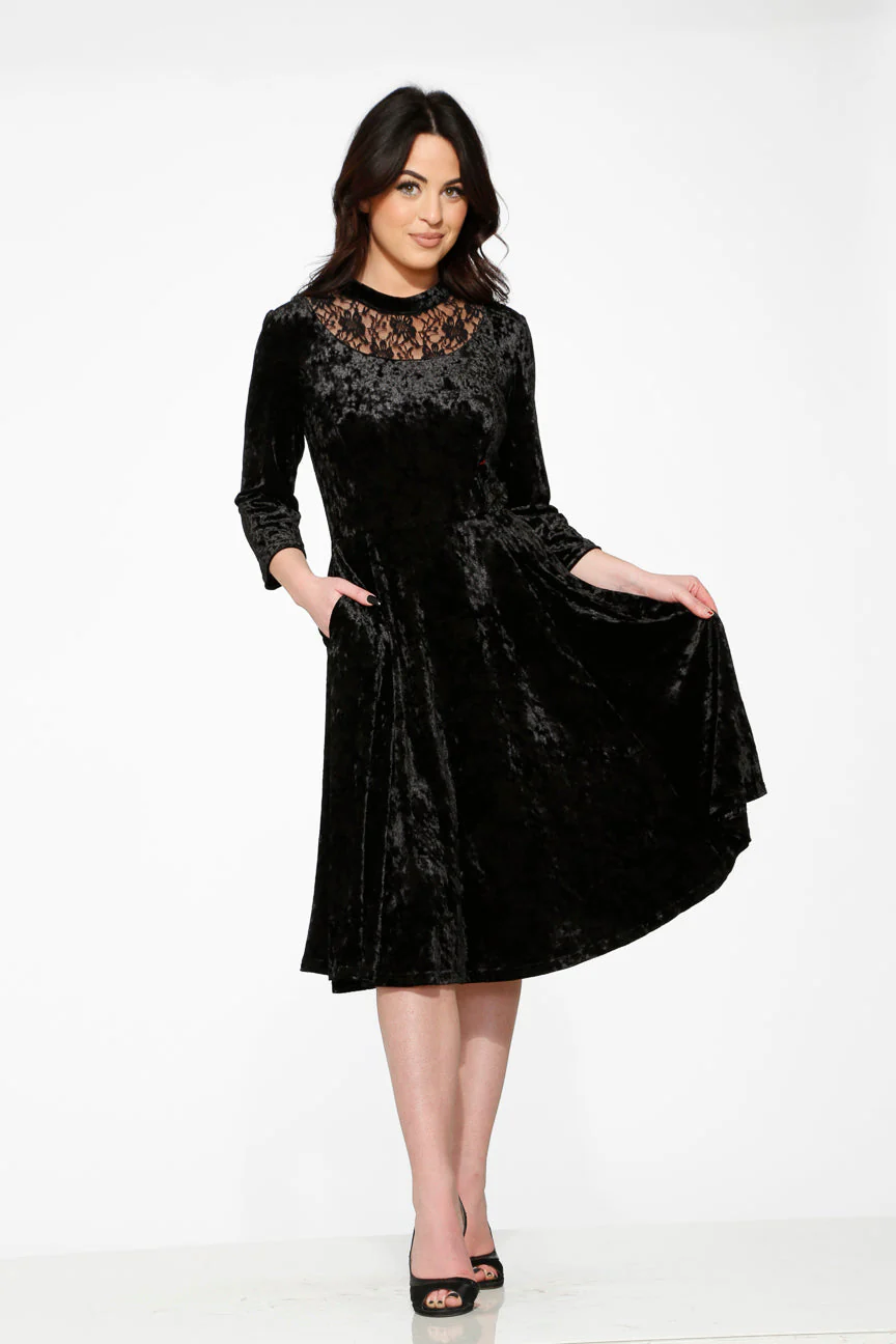 Black Diamond Velvet Swing Dress - Image 9