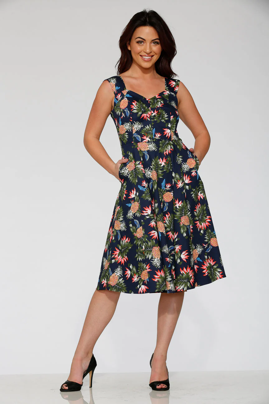 Navy Hawaiian Swing Dress - Image 2