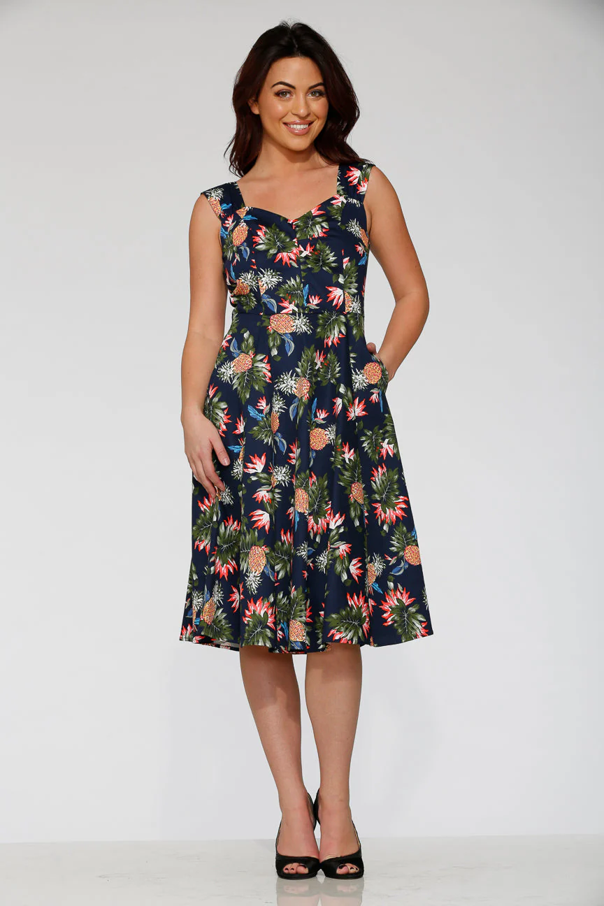 Navy Hawaiian Swing Dress - Image 3