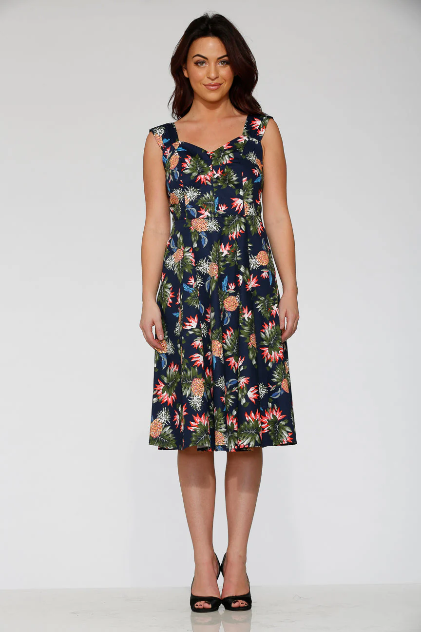 Navy Hawaiian Swing Dress - Image 4