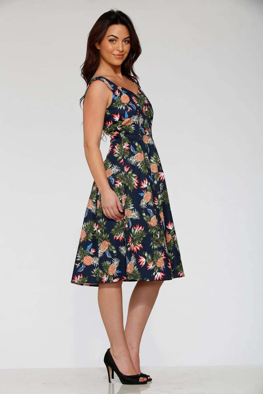 Navy Hawaiian Swing Dress - Image 6