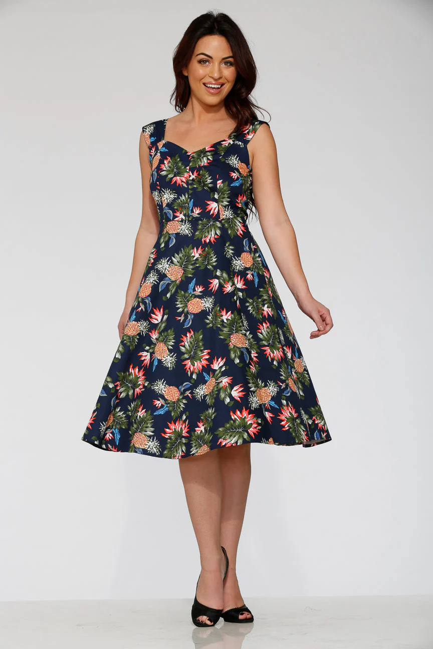 Navy Hawaiian Swing Dress - Image 7