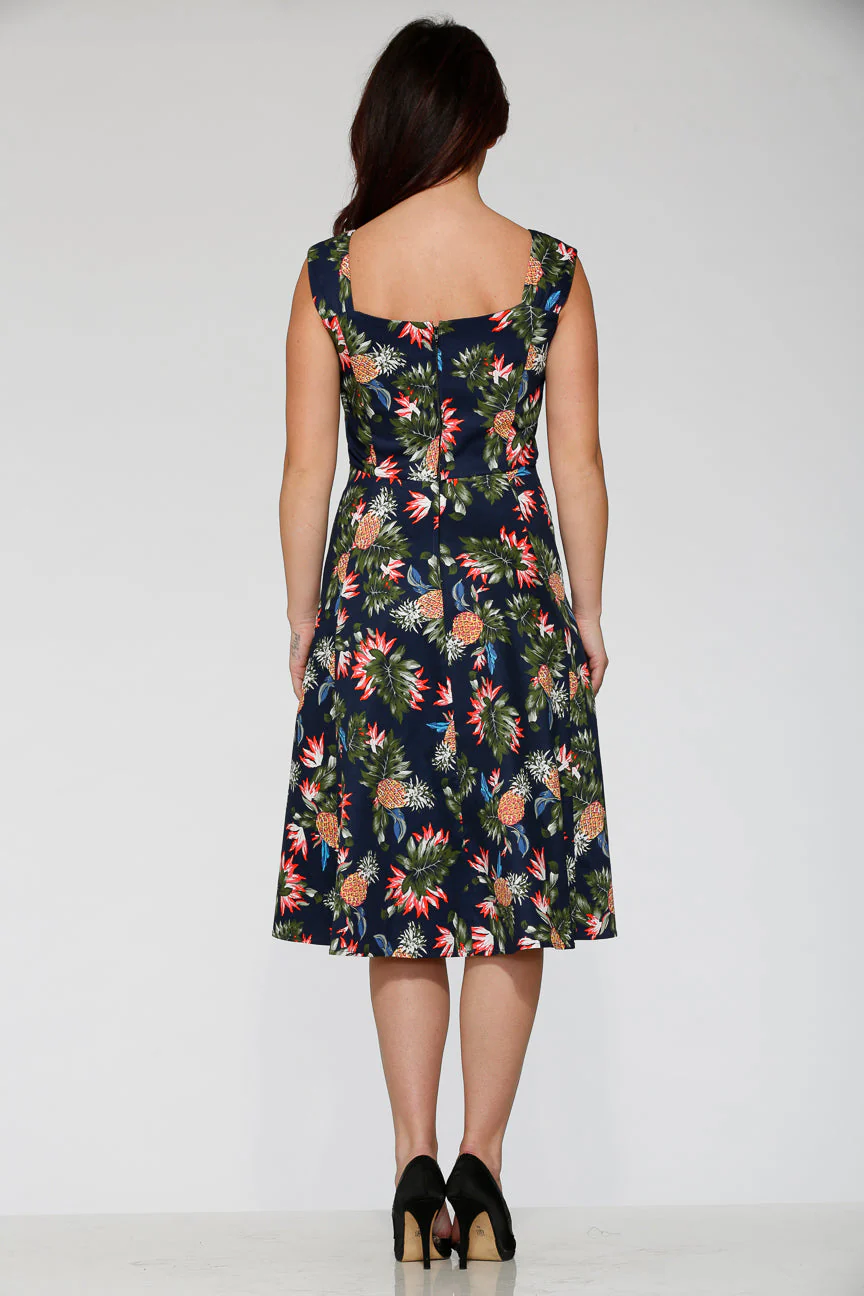 Navy Hawaiian Swing Dress - Image 8