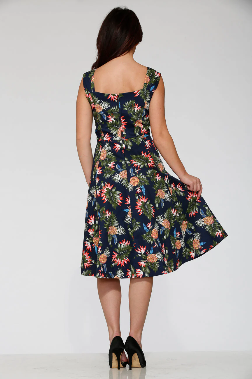 Navy Hawaiian Swing Dress - Image 9