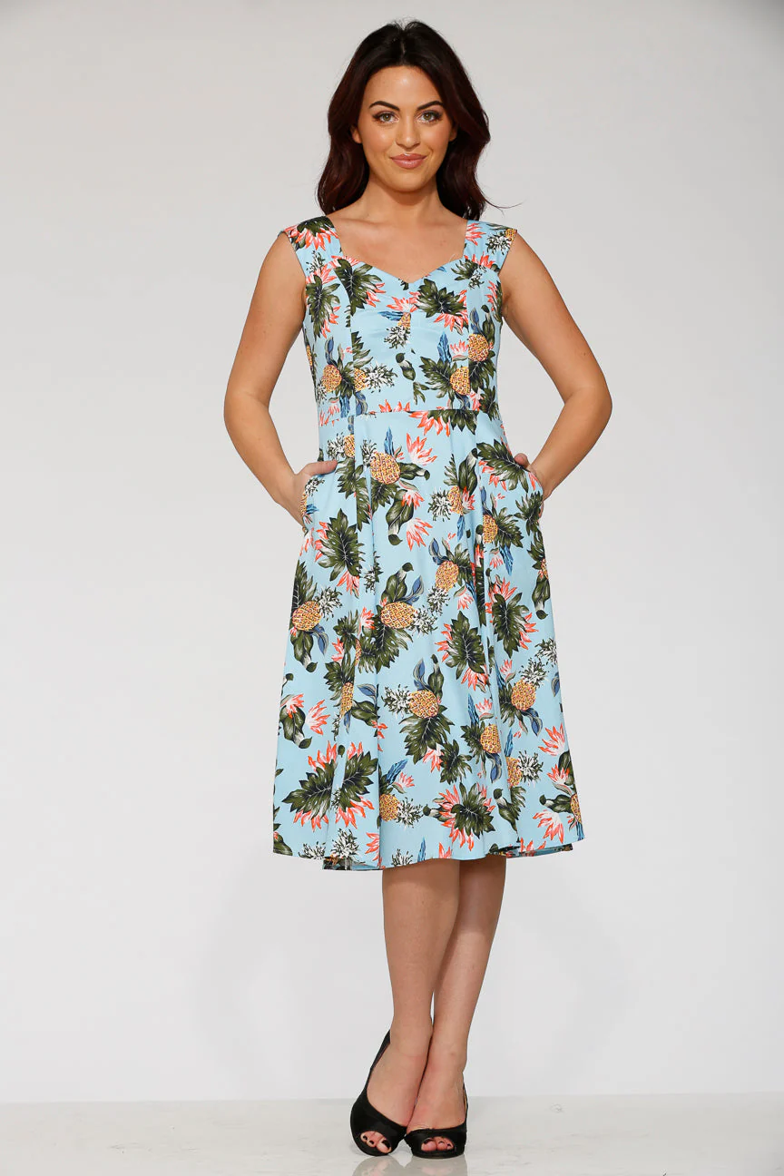 Light Blue Hawaiian Swing Dress - Image 3