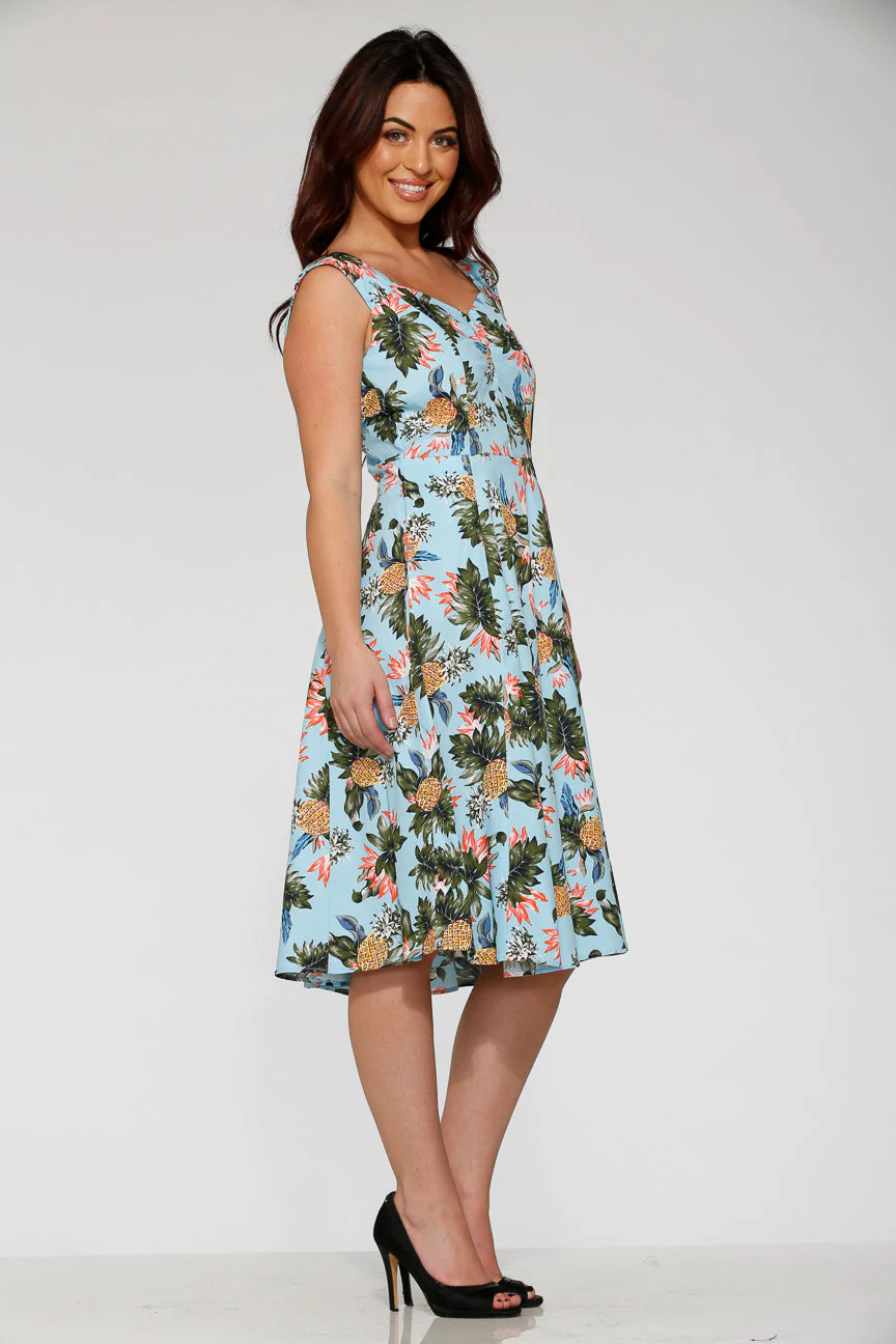 Light Blue Hawaiian Swing Dress - Image 4